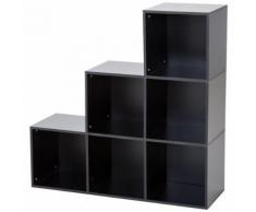 Meuble de rangement séparation contemporaine escalier 6 casiers 92L x 30l x 92H cm noir - Étagère