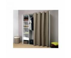 Dressing extensible 4 niches 1 penderie en bois L123/160xP50xH182cm ARTEMIS - Blanc / Taupe - Armoire