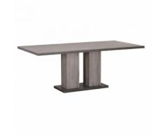 Table de repas à allonge Bois grisé/Béton ciré - NOVA - Tables salle à manger