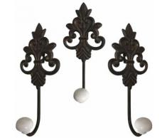 3 Patères Porte-Serviette Manteau Chiffon Chapeau Murales Fer Porcelaine - Patères