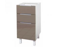 Caisson 3 Tiroirs bas 40 cm Taupe Haute brillance - Objet à poser