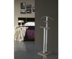 Valet de Nuit double Moka en Hêtre massif avec plateau porte objets sur socle carre, 34 x 46 x 116 cm -PEGANE- - Objet à poser