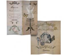 Paravent réversible / cloison de séparation, 4 pans ~ motif boudoir 180x160cm -PEGANE- - Objet à poser
