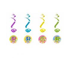 Lot de 4 Suspensions spirale 50 ans - 60cm - Objet à poser