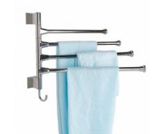 Porte Serviettes Inox Mural Meuble de Rangement Barre Pivotant - Accessoires salles de bain et WC