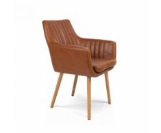 Chaise vintage capitonnée Pike - Couleur - Cognac - Chaise