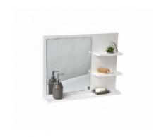 Miroir blanc de salle de bain avec 3 tablettes - Miroir