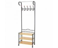 Porte-manteau meuble d'entrée chaussure en métal et MDF 186x65x34cm MED04057 - Objet à poser