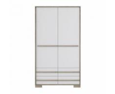 FINLANDEK Armoire de chambre CHARLESTON style contemporain decor chene et blanc - L 100 cm - Armoire