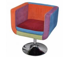 Vislone Fauteuil Confortable avec Design de Patchwork Cube Tissu pour Chambre ou Salon 63 x 57 x 66 - 76 cm - Chaise