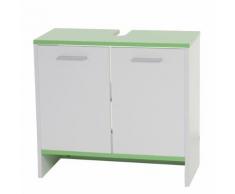 Meuble sous évier Arezzo, armoire de salle de bain, 56x60x28cm ~ blanc, sols verts - Commodes