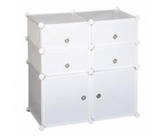 Armoire étagère à chaussures 3 niveaux 6 compartiments plastique + autocollants décoratifs 75L x 37l x 73H cm blanc - Meubles à chaussures