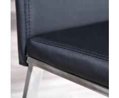 Chaise haute salle a manger cuisine séjour moderne design chrom cuir NOIRE - Chaise