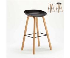 Tabouret chaise haut pour café et cuisine effet bois TOWERWOOD, Couleur: Noir - Tabourets
