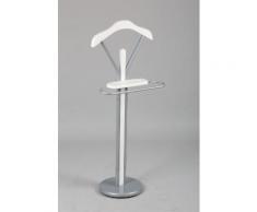 Valet de nuit en tube laqué blanc et MDF laqué gris - Dim : L 480 x l 320 x H 1100 mm -PEGANE- - Portants et valets de nuit