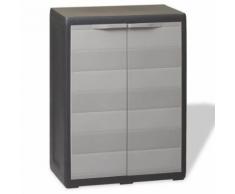 Armoire de rangement de jardin avec 1 étagère Noir et gris - Armoire