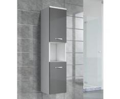 Armoire de rangement de Montreal Hauteur : 131 cm Gris brillant - Meuble de rangement haut placard meuble de salle de bain - Installations salles de bain