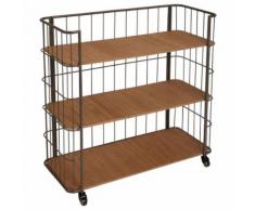Etagère meuble de rangement 3 étages sur roulettes - GRIS vieilli - Étagère