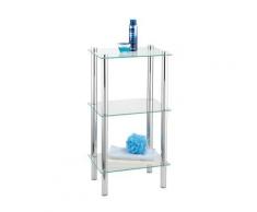 Étagère de salle de bain yago carrée, 3 étages - chrome/transparent - Accessoires de rangement