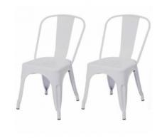 2 chaises de cuisine salon salle à manger design métal blanc - Chaise