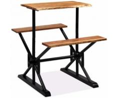 vidaXL Table de bar avec bancs Bois massif d'acacia 80 x 50 x 107 cm - Tables salle à manger