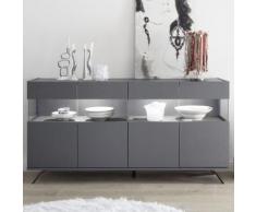 Enfilade LED 4 portes design gris CASTELLI 4 - L 184 x P 50 x H 101 cm - Buffets