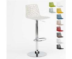 Tabouret Grand Soleil SPIDER pour bar café cuisine haut fixe tournant réglable avec repose-pied, Couleur: Blanc - Tabourets