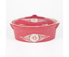 Poteries Rene Beck - Terrine Ovale 5L3 Rouge/Marguerite - Casserolerie