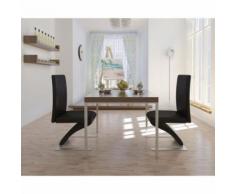 Meelady Chaise de Salle à Manger Chaise de Cuisine avec Pieds en Fer 2pcs Similicuir Noir - Chaise