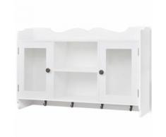 vidaXL Vitrine murale avec étagère de Livre / DVD Verre en MDF Blanc - Vitrines