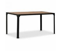 Myfaktory - Table à manger vintage industriel - bois et acier bois naturel - Tables salle à manger