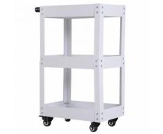 Chariot de service desserte à roulettes 3 étagères 52L x 28l x 76H cm acier blanc - Dessertes de rangement