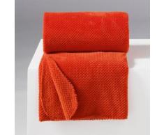 Jete de canape 180 x 220 cm flanelle jacquard calinou Brique - Textile séjour