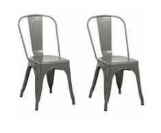 2 chaises de cuisine salon salle à manger design métal gris - Chaise