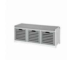 SoBuy® FSR23-HG Banc de Rangement avec Coussin rembourré et 3 Cubes, Meuble d'Entrée Commode à Chaussure Banquette Confortable - Bancs