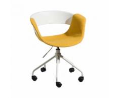 Chaise de bureau avec roulettes blanche et jaune SOFIA - Sièges et fauteuils de bureau