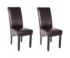 Lot de 2 chaises de salle à manger salon cuisine marron foncé - Chaise