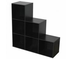 Etagère escalier en bois H93cm L93cm 6 niches COMPO - Noir - Étagère