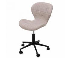 Chaise de bureau pivotante HWC-B43, fauteuil, siège baquet, style rétro, tissu crème - Chaise