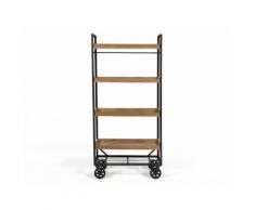 Etagère-Chariot industriel à roues fer et bois 4 plateaux L 82cm H173cm BUNBURY - Bibliothèques