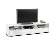 meuble tv design 3 tiroirs 3 niches en bois enrobé high gloss blanc l180cm cliomeuble tv design 3 tiroirs 3 niches en bois enrobé high gloss blanc l180cm clio - meuble tv