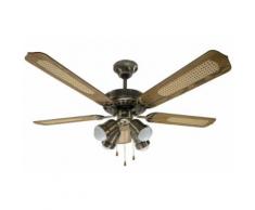Ventilateur de plafond 130 cm 4 Lumières et 5 pales Reversible - Rovex Bronze et Bois - Ventilation et climatisation mural