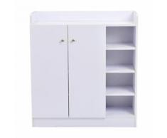 Armoire / etagere / meuble a chaussures tres pratique en panneaux de particules blanc - Armoire