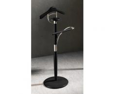 Valet de Nuit Noir en Hêtre massif avec plateau porte objets sur socle circulaire, 32 x 45 x 110 cm -PEGANE- - Objet à poser