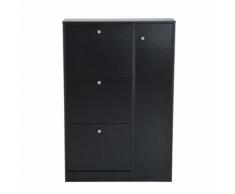Armoire meuble à chaussures multi-rangements 3 abattants et 5 casiers double niveau 80L x 24l x 120H cm noir - Armoire