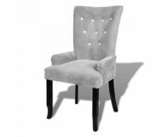 Chaise capitonnée argent 54 x 56 x 106 cm - Chaise