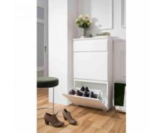Meuble à chaussures 2 tiroirs en bois coloris blanc - MC7023 - Meubles à chaussures