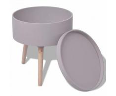 vidaXL - Table basse avec espace de rangement et plateau de servie - Ronde - 39,5 x 44,5 cm - Tables de réunion