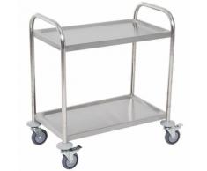 Chariot de service desserte de cuisine à roulettes 2 étagères 71L x 41l x 81H cm acier inox. chromé - Dessertes de rangement