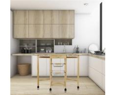 91 * 37 * 75cm Desserte 3 paniers Chariot de cuisine en bois - Dessertes de rangement